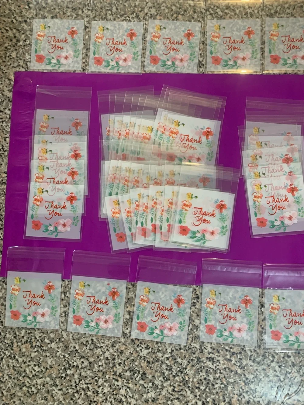 Floral 'Thank You' Bags - Coral & Green